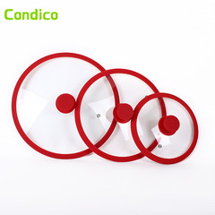 Condico Korean Anti-Leak Pot Lid Silicone Pot Lid Non-Stick Pan Lid Transparent Pan Wok Universal Cookware Lid