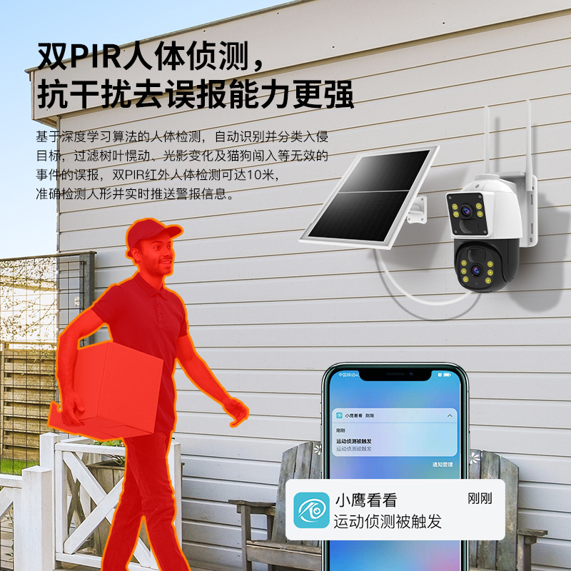 ソーラー監視カメラ 360 度 AOV 消費電力 HD 双眼監視カメラ ナイトビジョン 4G カメラ|undefined
