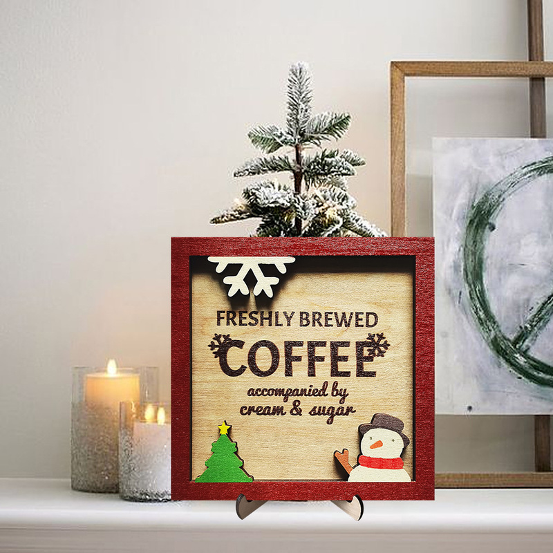 現物クリスマス祝日パーティーの雰囲気配置道具装飾クリスマス木製コーヒーマーク装飾テーブル装飾|undefined