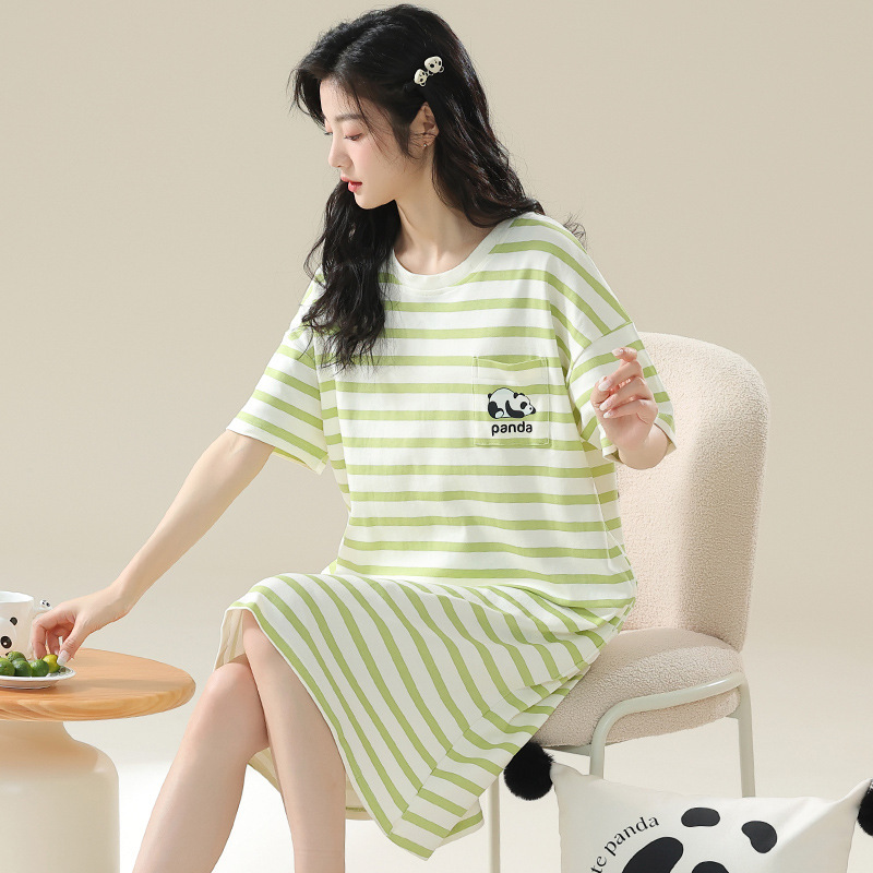 Pure Cotton Nightgown for Women Summer 2025 New Large Size Short-Sleeved Chic and Cute Pregnant Women's Pajamas for Women Summer