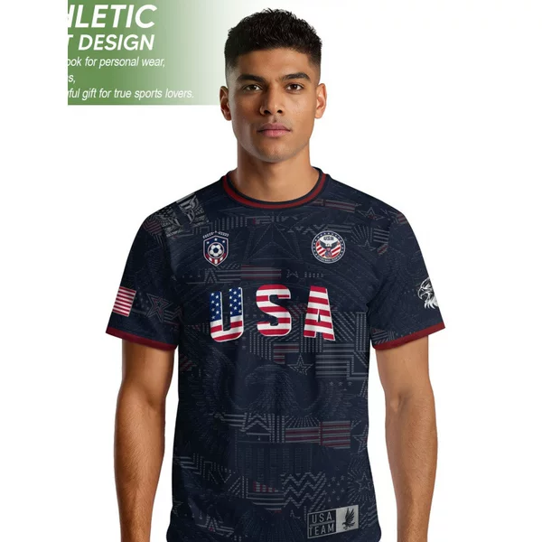 Summer New Style World Cup Short-Sleeved Digital 3D Printed T-Shirt Men's Team Print Cross-Border European and American T-Shirt Usa and Canada