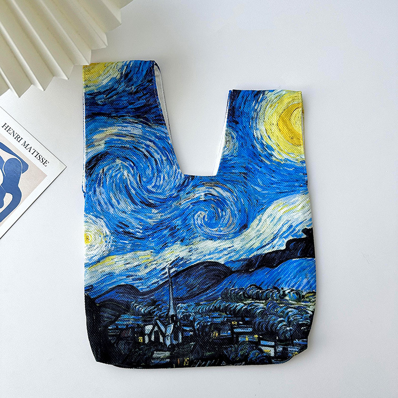 Nuevo artístico retro pintura al óleo bolso de las mujeres de la moda de estilo coreano todo-fósforo nicho de la calle de punto bolsa de las axilas bolsa de hombro