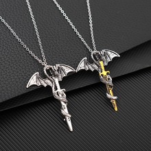 Temu热卖男式项链龙十字架吊坠 时尚新款合金饰品Temu一件代发