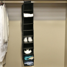 加宽黑色10层收纳挂袋，鞋子收纳袋，衣物杂物收纳挂袋鞋子帽子收