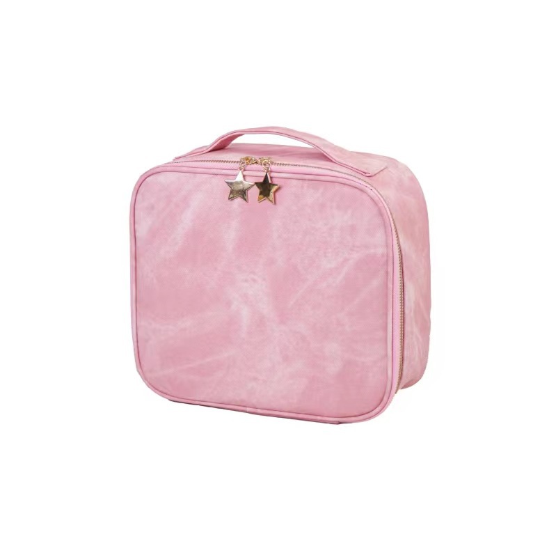 Pink denim pattern led cosmetic case