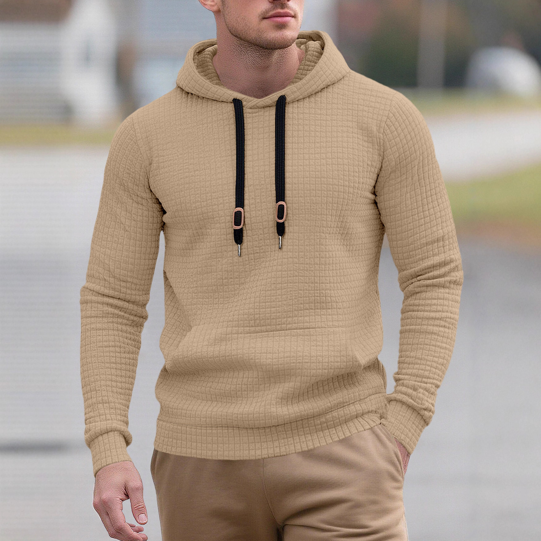 Herren-Freizeitpullover mit Jacquard-Tasche, Größe 26 (EU), für den grenzüberschreitenden Handel, klein kariert, gesteppt_voghion.com