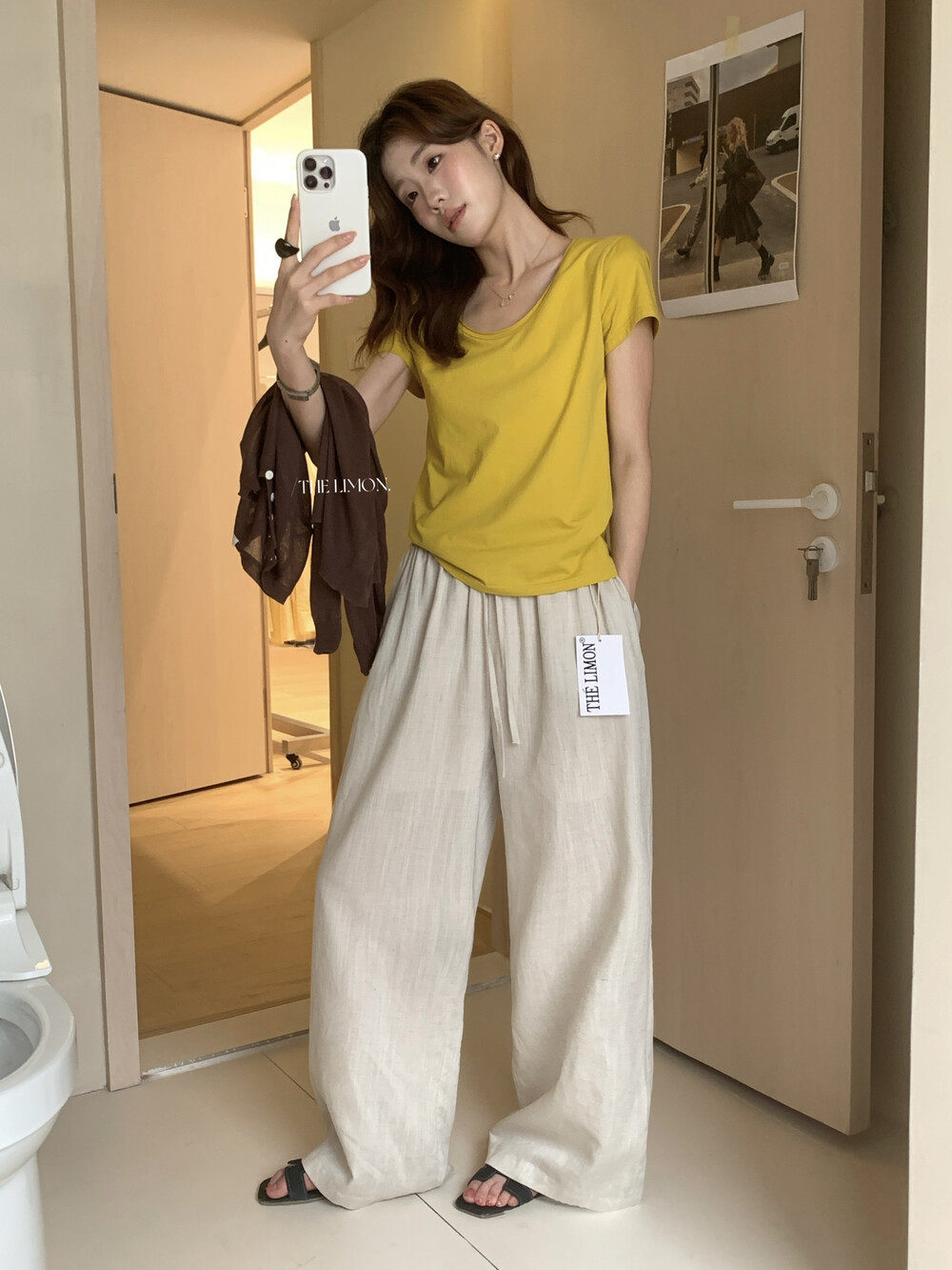 Quần culottes nữ ống rộng cạp cao vải linen phối lyocell mỏng nhẹ mùa hè — màu sắc, màu hồng, màu trắng, màu xám chi tiết 30