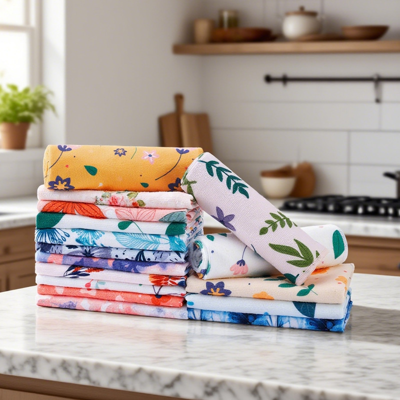 Wholesale Custom Microfiber Reusable Cleaning Hand Towel, Custom Printed, Suitable for Kitchen Dishes