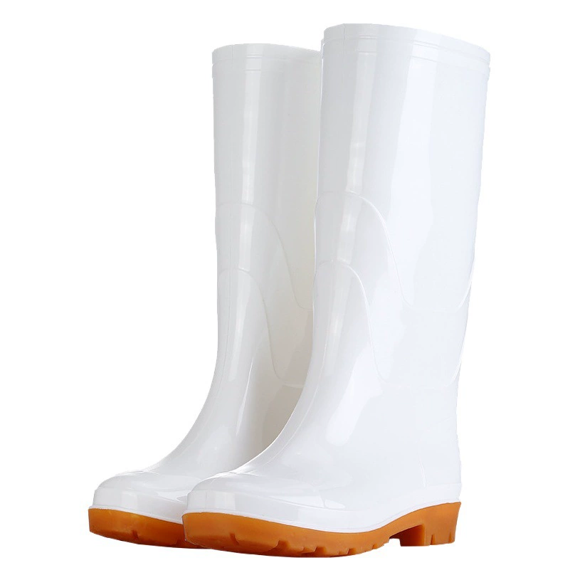 Белые резиновые сапоги Сапоги для еды Нескользящие резиновые сапоги с низким верхом Длинные кухонные водонепроницаемые сапоги со средним стволом Водонепроницаемая Охрана труда Водная обувь галоши Резиновая обувь