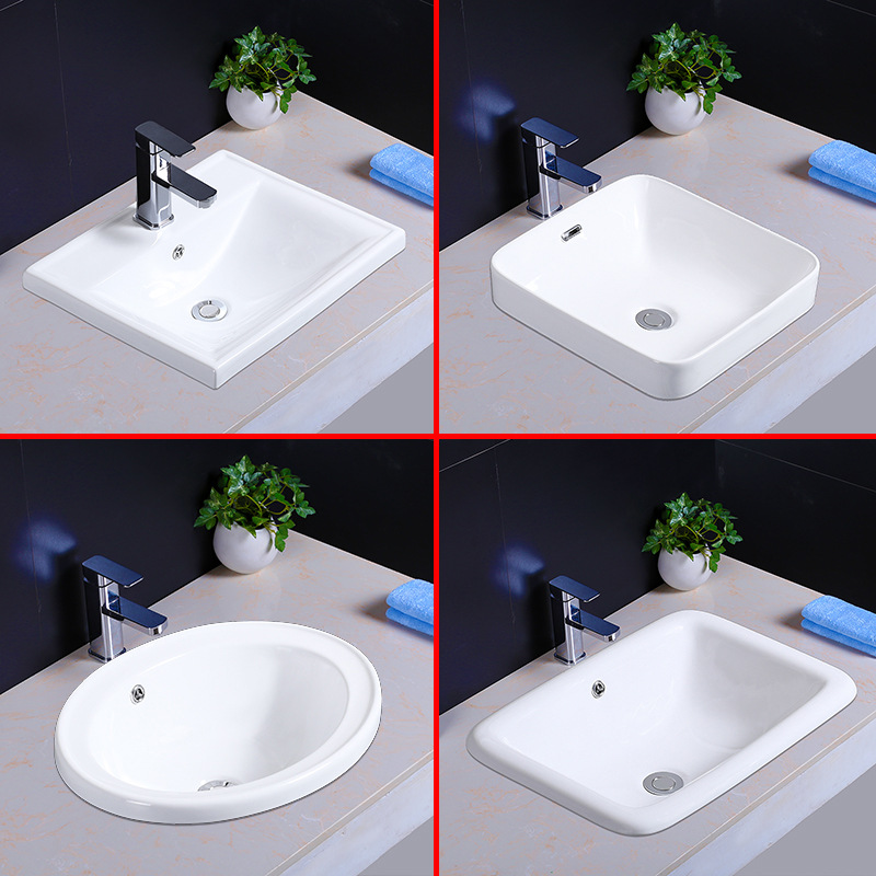 Taizhong cuenca semicrumpida en cerámica cuenca de mesa lavabo de baño doméstico lavabo rectangular lavabo elíptico lavabo