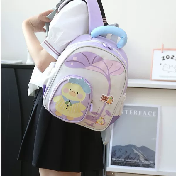 Little Cute Duck Kindergarten Backpack for Junior and Middle Classes, Cartoon Pattern Children's Backpack, Boys and Girls' Double Shoulder Backpack