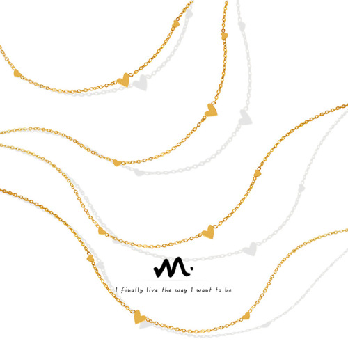 Minimalist Elegant Versatile Small Heart Sweet Cool Necklace Cute Niche Design Titanium Steel Plated 18K Gold Clasp Necklace for Women