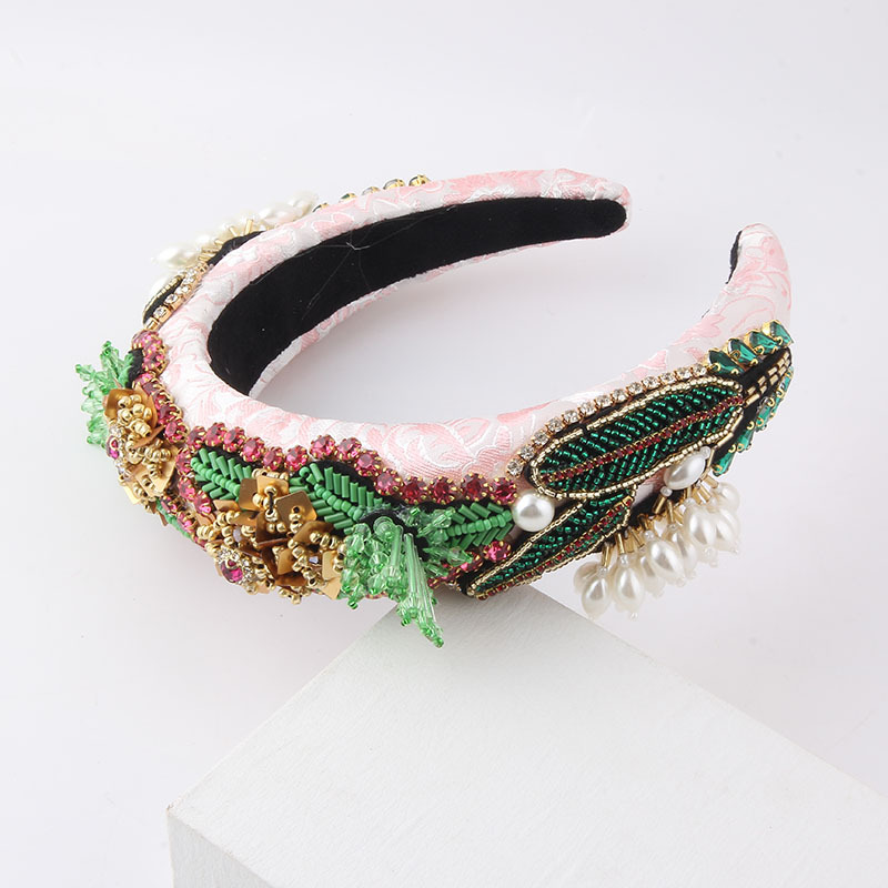 Baroque Style Colorful Sponge Inlay Rhinestone Pearl Hair Band display picture 6