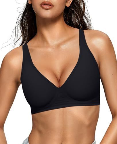 OEAK 女性のディープ V ブラジャーノンワイヤー快適なブラジャーサポートノンワイヤーブラジャー Tシャツプッシュアップブラジャー|undefined