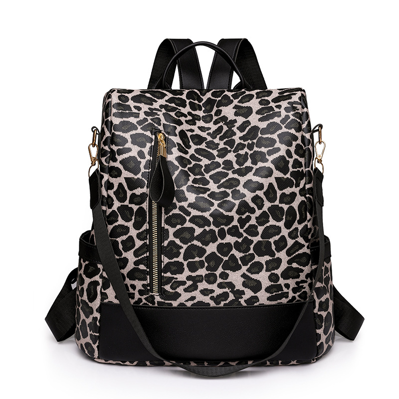 2023 invierno nuevo estilo casual damas cuero suave mochila antirrobo tendencia de moda mochila multifuncional con estampado de leopardo