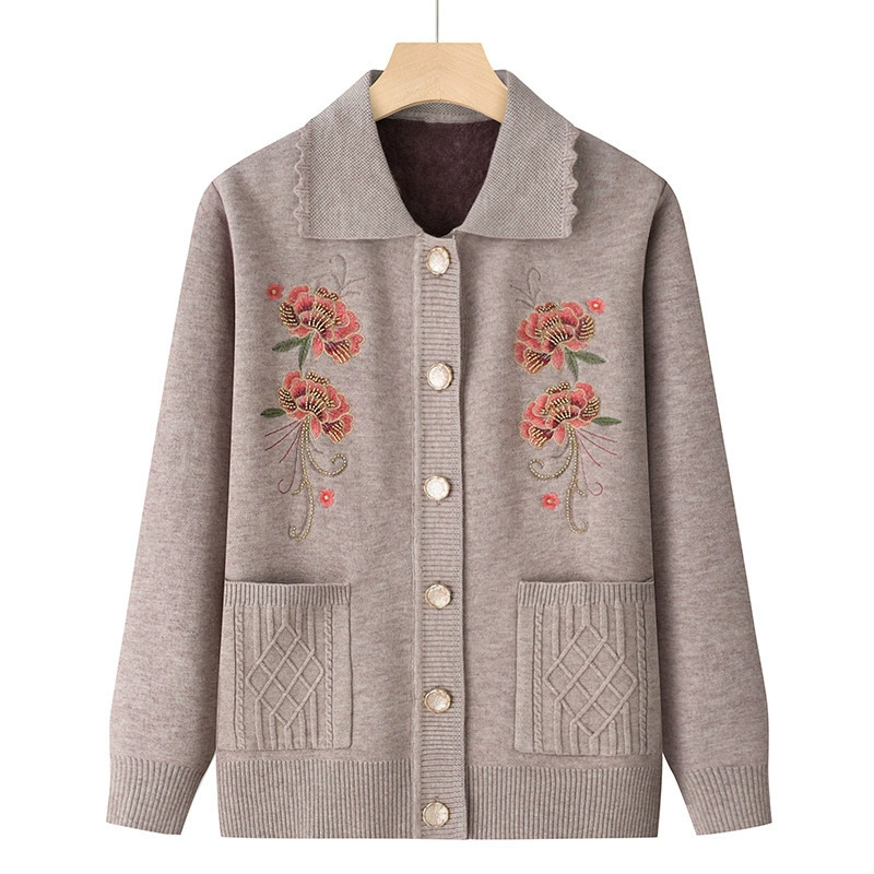 Люди среднего и пожилого возраста осенняя бабушка зимняя куртка плюс бархатный свитер мама костюм жена термобелье пожилая одежда