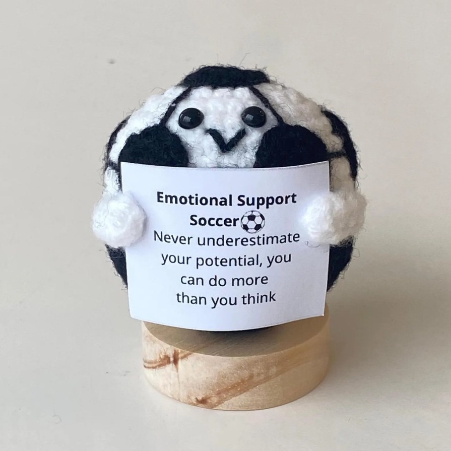 Cross-border explosions crocheted emotional doll football holding card positive energy handmade cute holding card doll series gifts