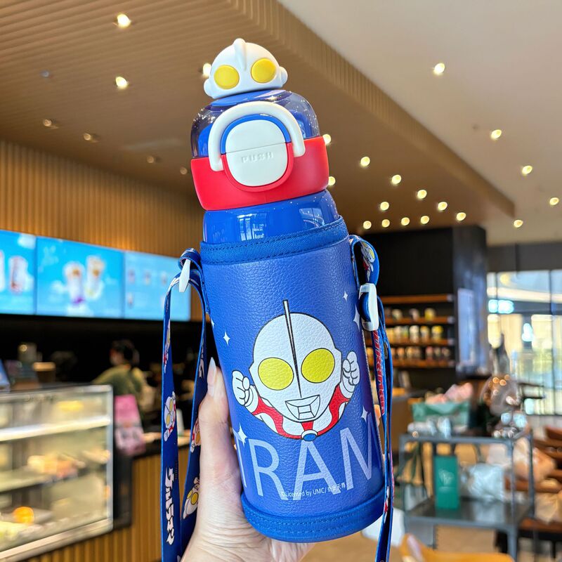 クラシックなウルトラマンシリーズ子供用スターウィッシュ断熱カップワンカップダブルドリンク調節可能なカップロープポータブルドリンクカップ|undefined