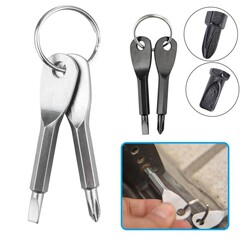 アウトドアポータブルドライバー EDC 機内持ち込み多機能ガジェット キーリング付き マイナスドライバー クロスドライバー