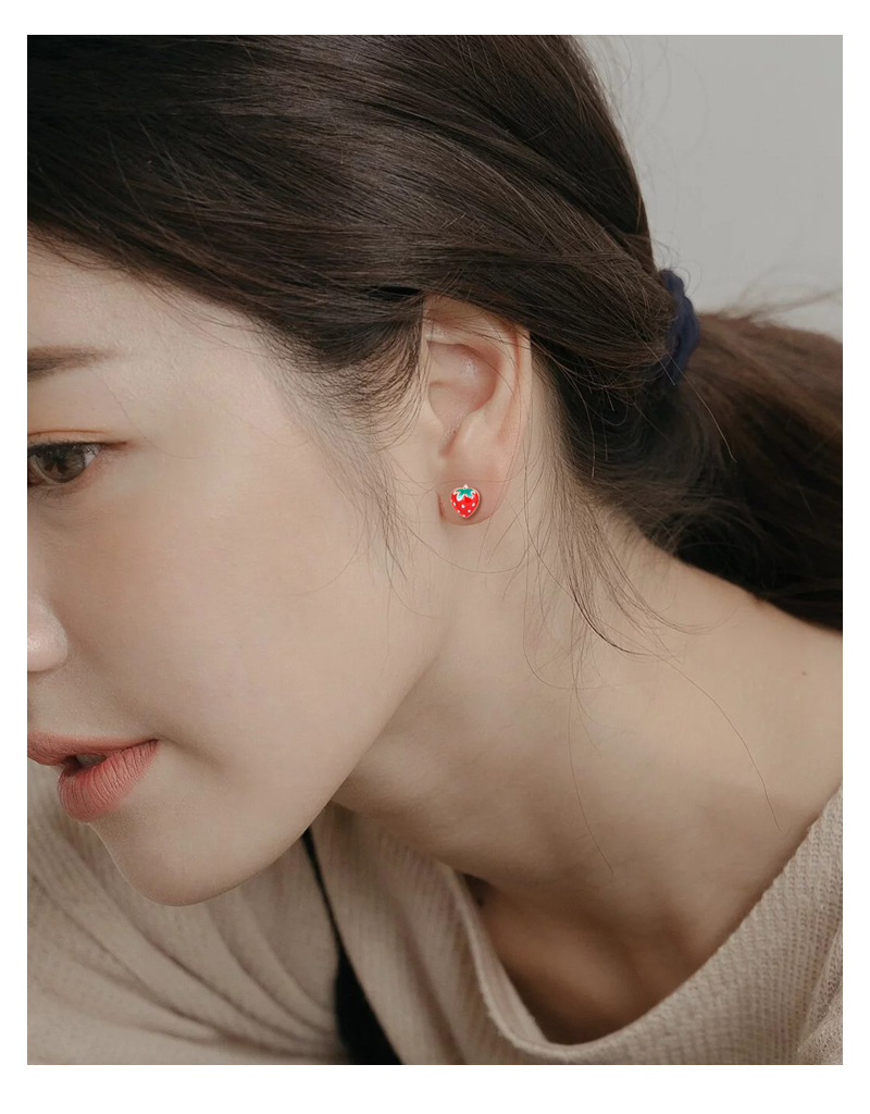 Ear Studs Classification 1 Pair 925 Sterling Silver Strawberry Ear Studs