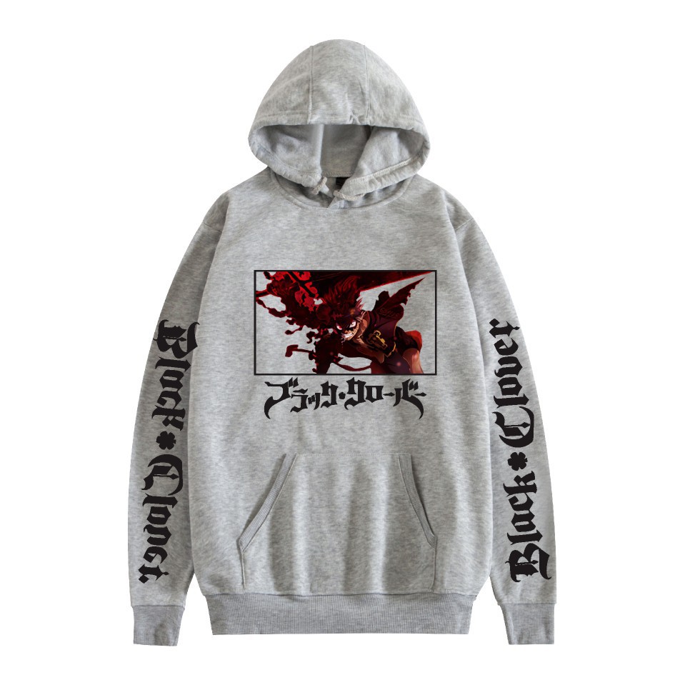 Nuevo estilo transfronterizo popular popular japonés riman black de cuatro hojas-Black Clover más suéter con capucha de terciopelo para mujer