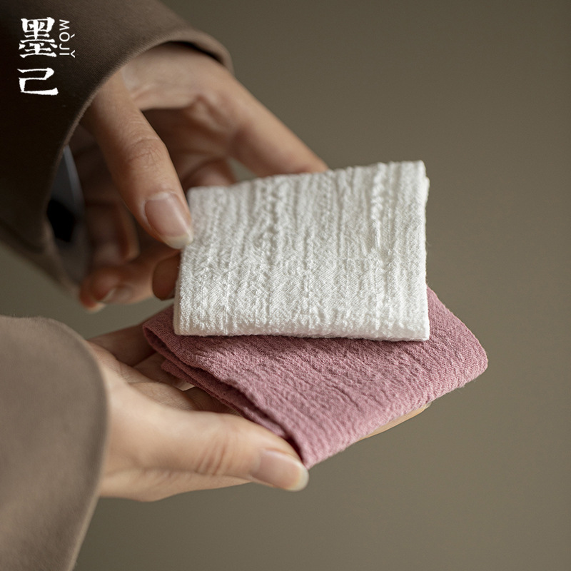 Moji Chinese Style Linen Fabric Household Small Tea Towel Tea Ceremony Accessories Rectangular Absorbent Tea Towel Tablecloth Vintage Clean Square Tea