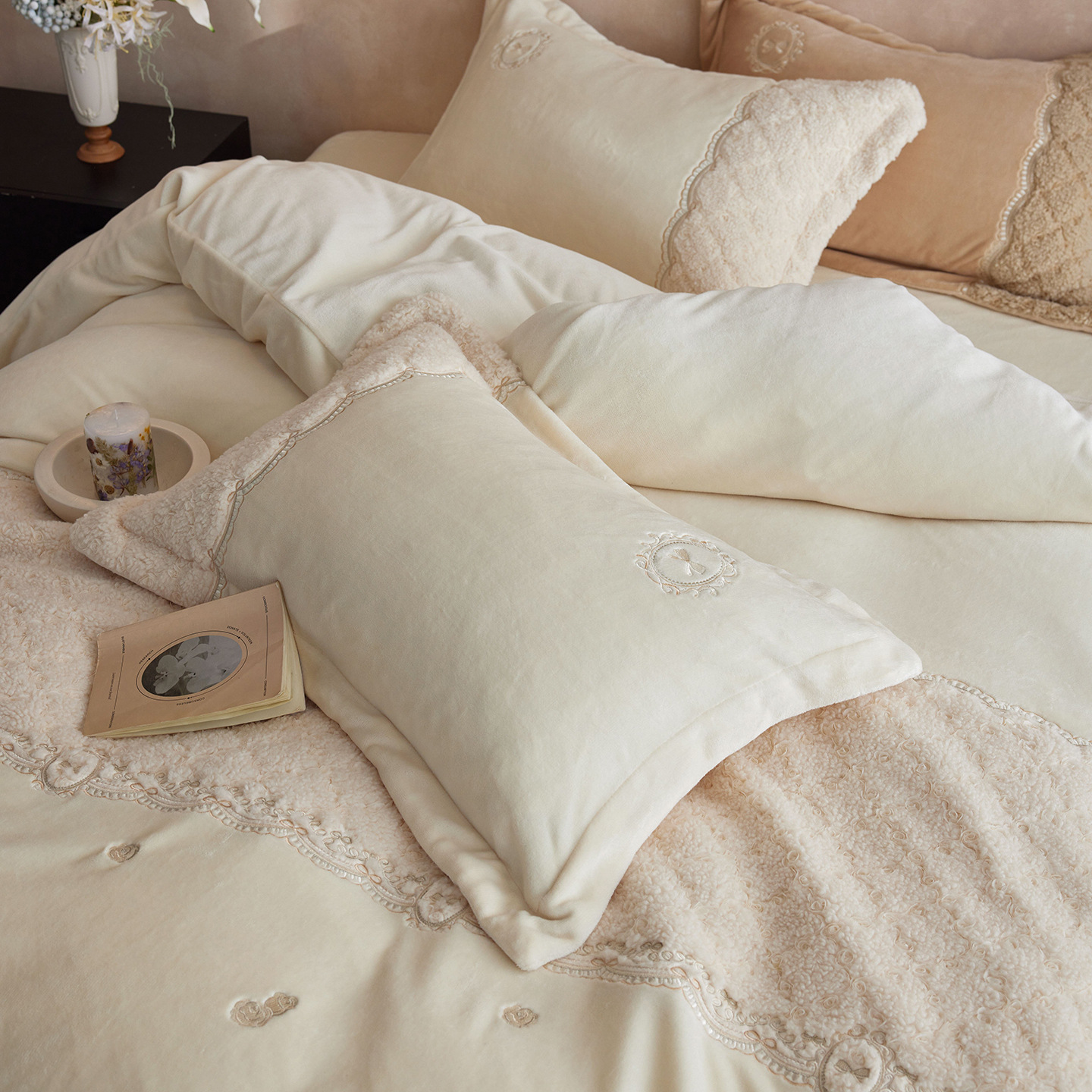 Luxuriöses Samt Bettwäsche Set Vintage Boho Französischer Stil_voghion.com