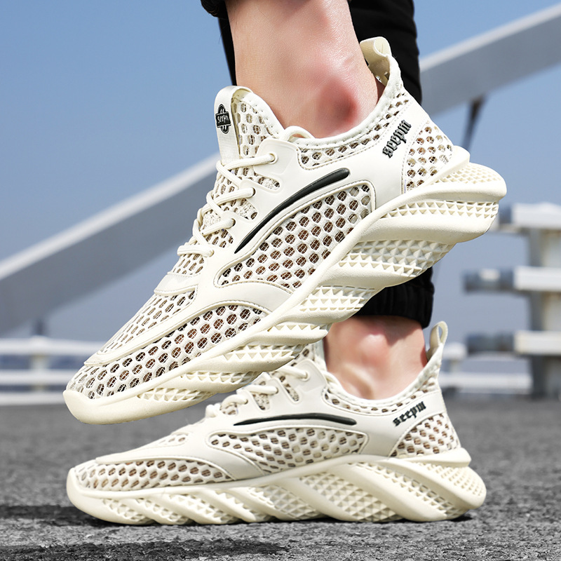 Zapatos de hombre 2025 nuevos zapatos deportivos transpirables de primavera para correr de ocio tendencia zapatos deportivos de moda de color sólido simples y ligeros