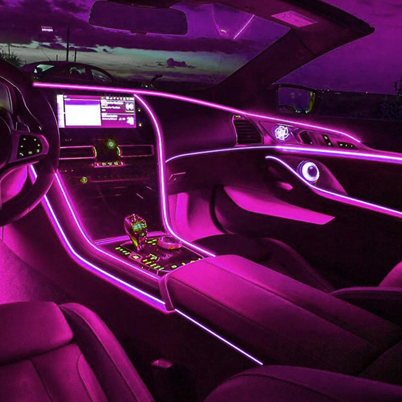 Coche LED decorativo atmósfera lámpara coche luz fría interior modificación tira USB coche interior atmósfera lámpara línea traje