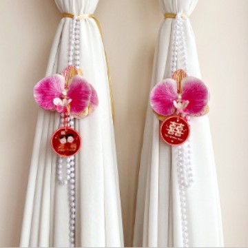 Decoración de ramo de flores de simulación de decoración de cortinas de sala de estar personaje de boda mujer casada hombre nueva casa cortina de decoración