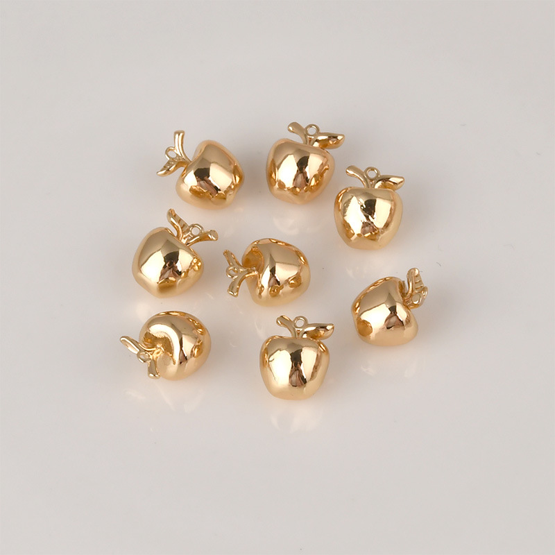 All Seasons Season Plating Design 1 Piece 8*10mm Copper 14K Gold Plated Apple Pendant