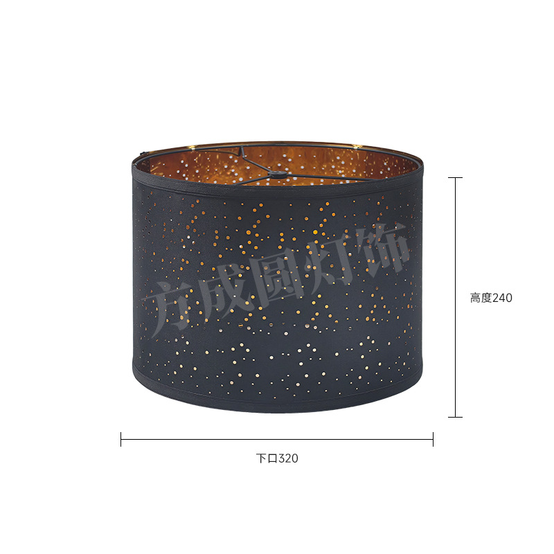 Pantalla de lámpara transfronteriza, accesorios de iluminación para lámparas de mesa, candelabros y lámparas de pie, pantalla KD con diseño hueco tallado en negro exterior y dorado interior.