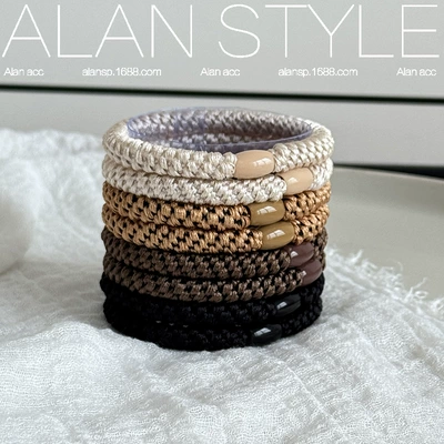 Saç üçün rezinlər — Hair Rope, Versatile Hair Accessory - deep-khaki-earth-tone-6cm