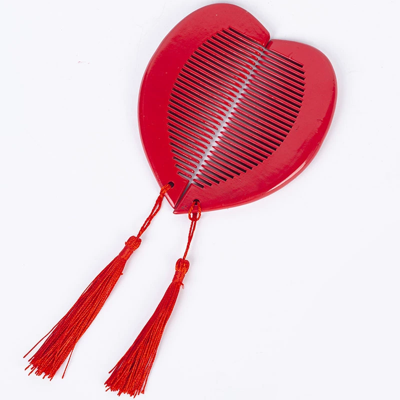 Красная деревянная расческа для пары, расческа в форме сердца, свадебные принадлежности, расческа для невесты, свадебная расческа, можно напечатать логотип