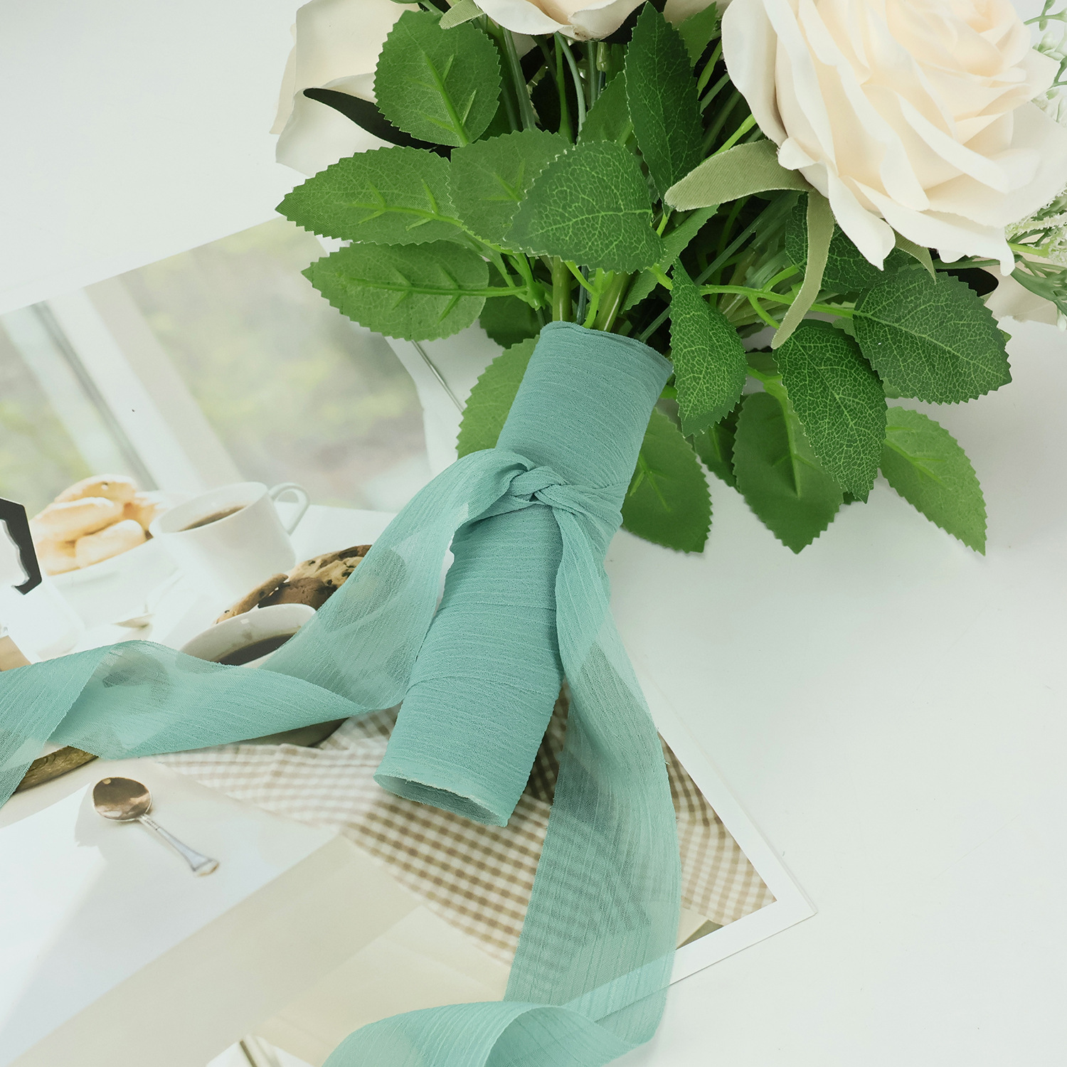 En stock suministro cifrado cinta de nieve cinta de gasa ramo de boda cinta de regalo caja de embalaje cinta DIY hecho a mano