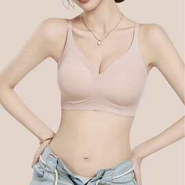 果冻6019#透气固定杯软支撑排扣内衣L-3XL裸感提拉舒适文胸批发尾