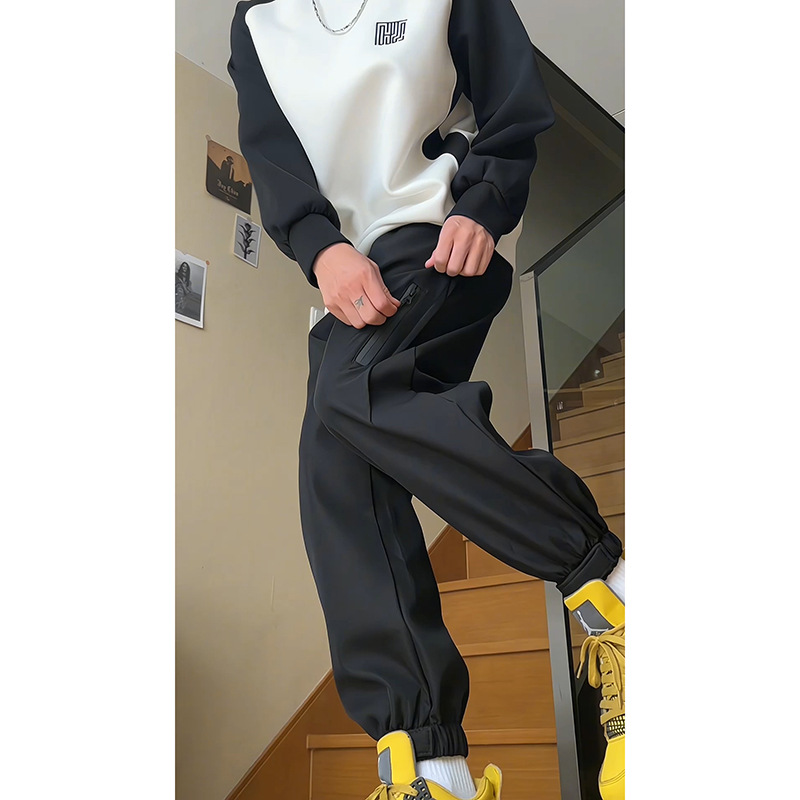 Pantalones de botas martin de lana negra con pantalones de invierno masculinos con pantalones de camisa de lana gruesa