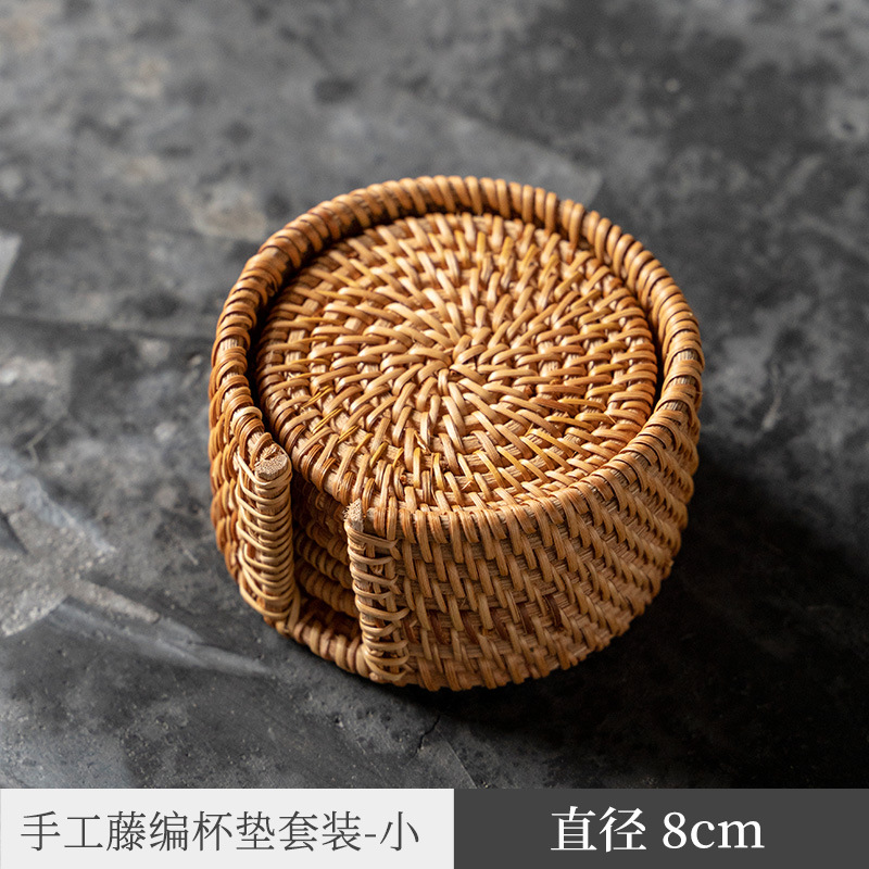 Fábrica al por mayor tejida a mano Vietnam ratán montaña juego de té ratán olla estera Vietnam viejo ratán montaña té