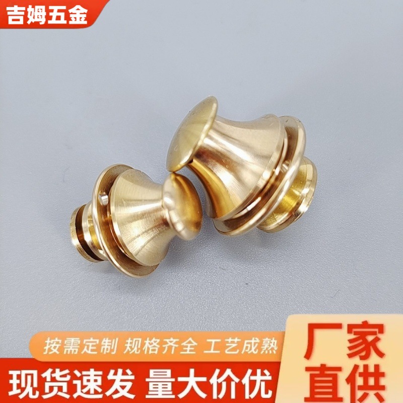 黄铜弹簧锁包扣DIY皮具开合圆形插锁手工箱包五金包包铜按扣配件