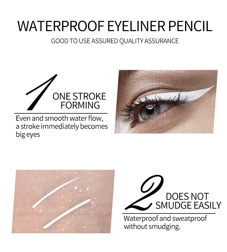 QIANXIU Cross-border bestseller white eyeliner pen, non-smudging, extremely fine, quick-drying colored eyeliner liquid wholesale undefined