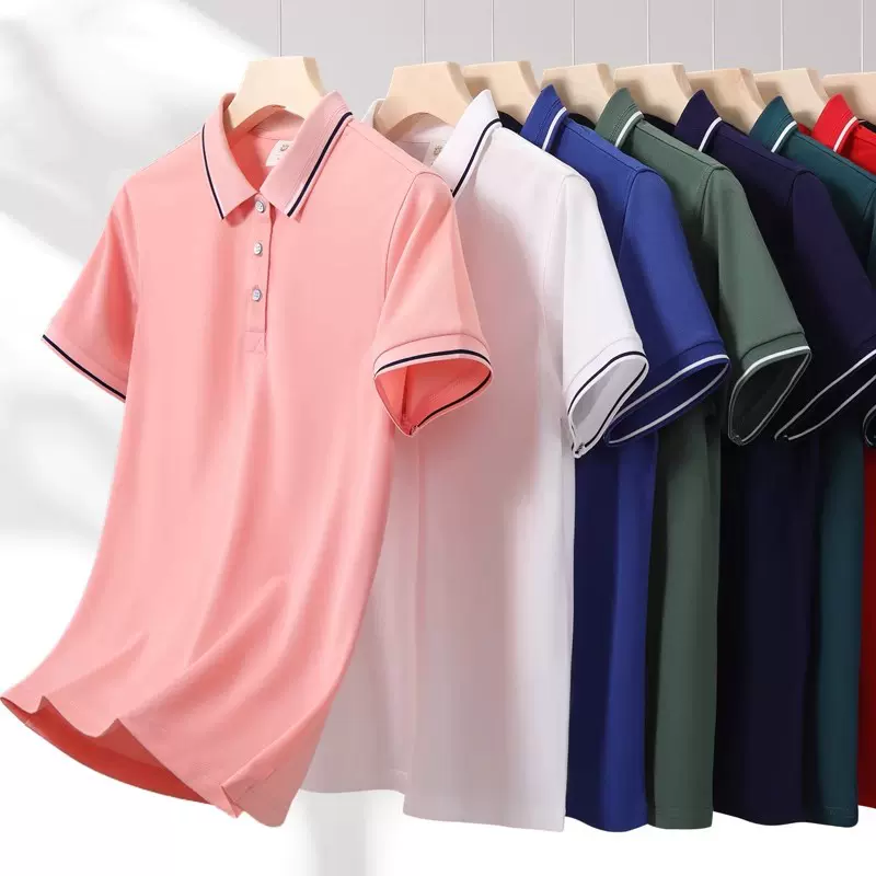 跨境夏季冰丝polo衫工衣扣翻领工作服短袖企业工服印花吸汗速干衣