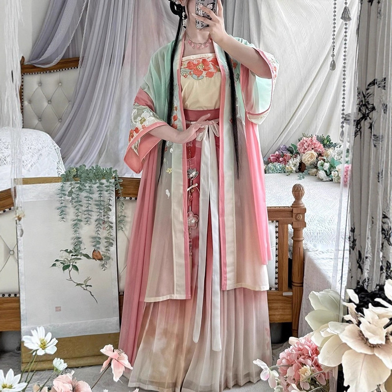 Original Song Dynasty-Style Hanfu for Women, 2026 New Spring and Autumn Long Robe Embroidered Suspender Set, Ethereal and Beautiful Daily Ancient Costume Original Song Dynasty-Style Hanfu for Women, 2026 New Spring and Autumn Long Robe Embroidered Suspender Set, Ethereal and Beautiful Daily Ancient Costume