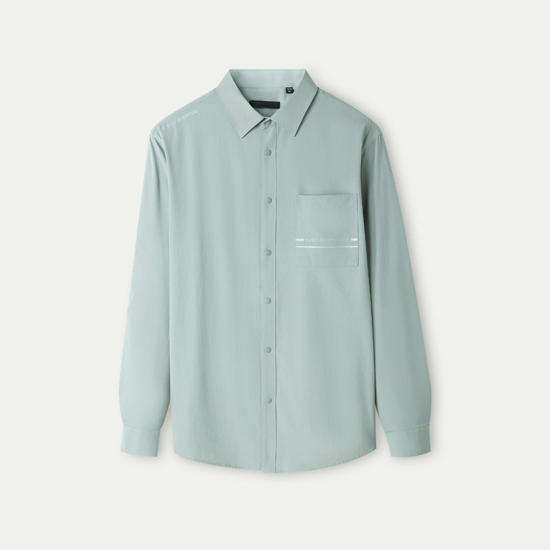 Spring and Summer New Coat Long-sleeved Casual Shirt Double-sided Elastic Loose Chest Pocket Decorative Sunscreen Shirt for Men