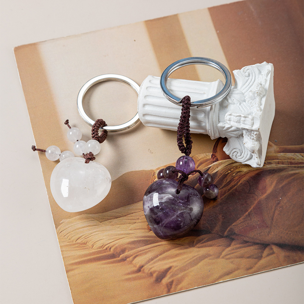 21g Weight Keychain Classification 1 Piece Quantity Holiday, Daily Occasion Crystal, Agate Material Heart Shape Pattern Unisex Gender Simple Style Style Simple Style Heart Shape Crystal Agate Unisex Keychain 2