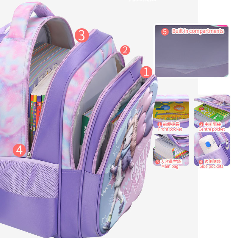 Fábrica directa transfronteriza de estudiantes de primaria tracción tres piezas conjunto tracción mochila de dibujos animados lindo nuevo tipo de mochila