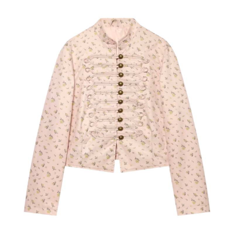 UNIZERA Women's 2026 Autumn New Fashion Long Sleeve Stand Collar Printed Slim Fit Blazer 4341706