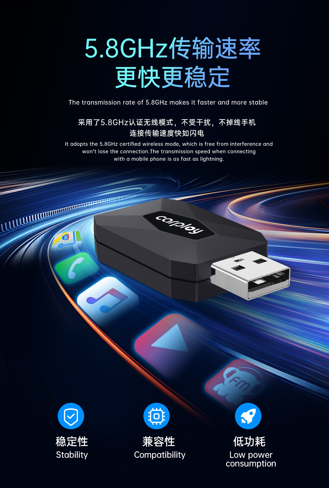 Original Car Wired to Wireless Carplay Box Two-In-One Android Auto Smart Interconnection Box Plug and Play