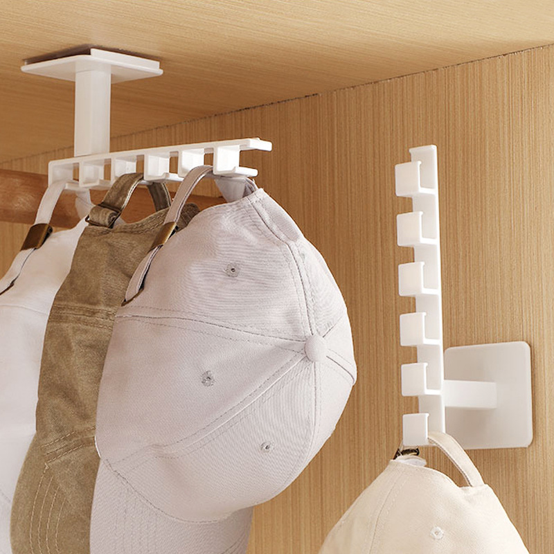 Multi-purpose Wall-mounted Punch-free Storage Rack Household Bedroom Wardrobe Buckle Hanger Hat Hook Fit Rack