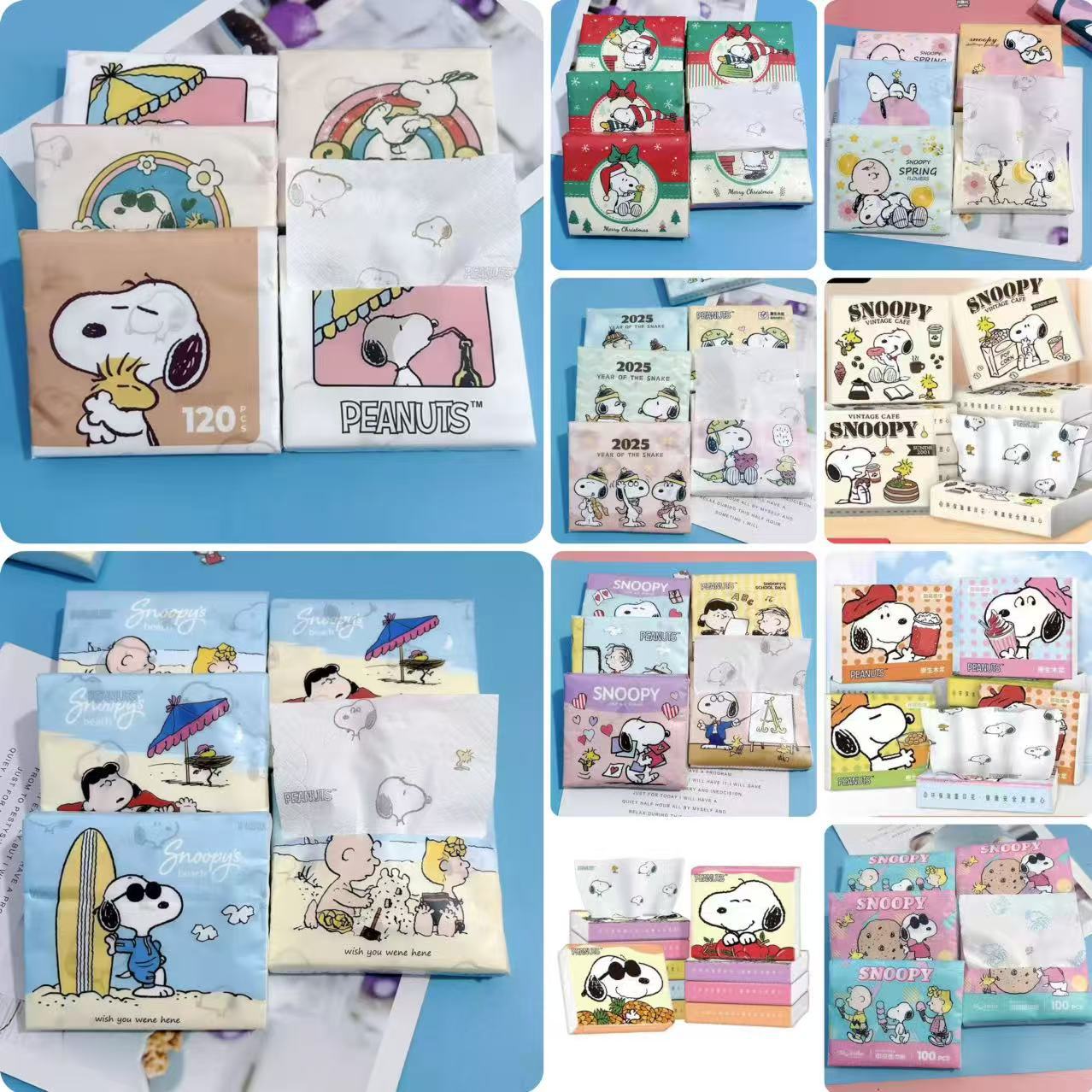 กระดาษทิชชู่พิมพ์ลาย Snoopy แบบสุ่ม (1 แพ็ค)