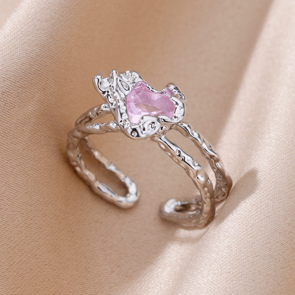 10g Weight Zircon Inlay Material Rings Classification Adjustable Ring Size 1 Piece Quantity Daily Occasion Copper Material Irregular, Heart Shape Pattern All Seasons Season Women's Gender Plating Design Elegant, Simple Style Style Wholesale Jewelry Elegant Simple Style Irregular Heart Shape Copper Zircon Plating Rings 9